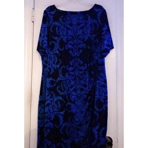 Connected Apparel Black and Blue Floral Dress